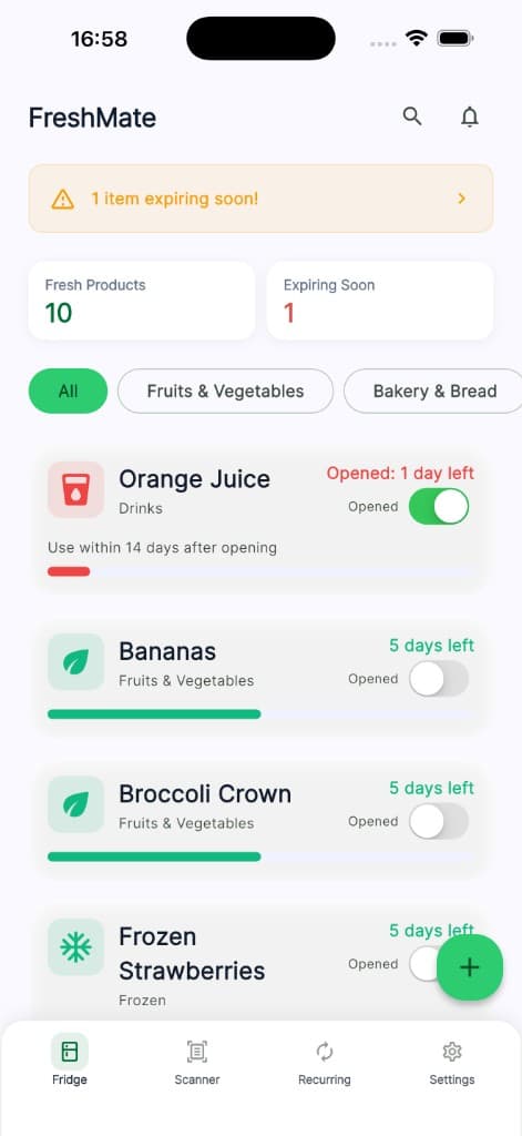 Verify Items — fişten eklenen ürünleri doğrulama ekranı